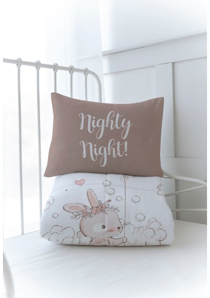 Organik Baskılı Bebek Boy (100X150) Yorgan Seti - Pure Baby Serisi - Bir Fincanda Tavşan modelleri