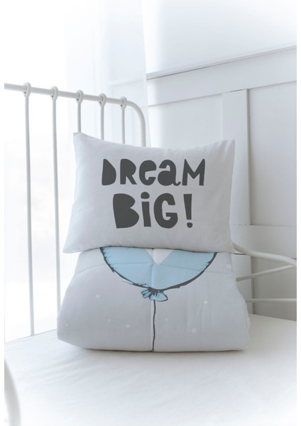 Organik Baskılı Bebek Boy (100X150) Yorgan Seti - Pure Baby Serisi - Mavi Kalpli Balon modelleri