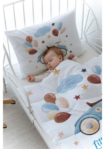 Organik Baskılı Bebek Boy (100X150) Yorgan Seti - For Baby Serisi - Balonlu Araba fiyatları