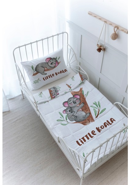 Organik Baskılı Bebek Boy (100X150) Yorgan Seti - For Baby Serisi - Anne ve Yavru Koala