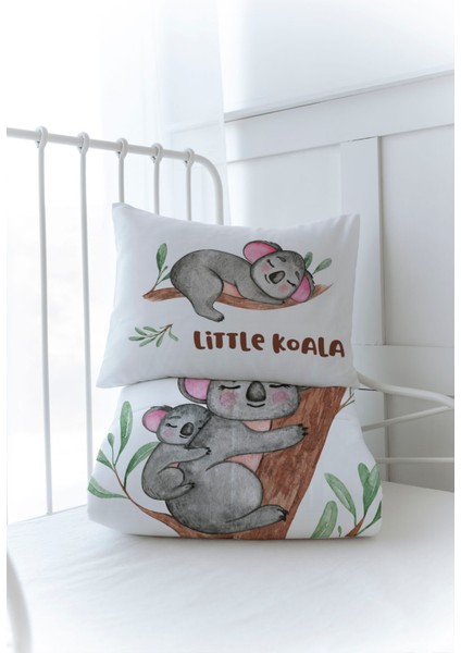 Organik Baskılı Bebek Boy (100X150) Yorgan Seti - For Baby Serisi - Anne ve Yavru Koala modelleri