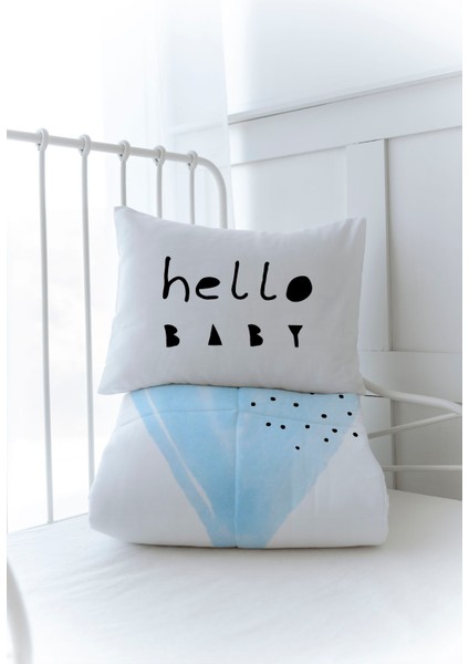 Organik Baskılı Bebek Boy (100X150) Yorgan Seti - Pure Baby Serisi - Mavi Romantik Kalp modelleri