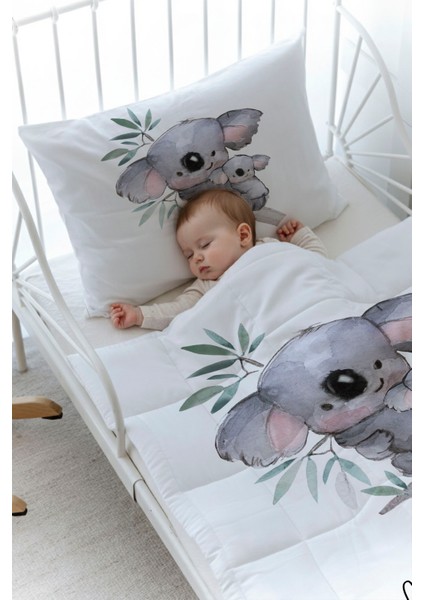 Organik Baskılı Bebek Boy (100X150) Yorgan Seti - Pure Baby Serisi - Bebek ve Anne Koala fiyatları