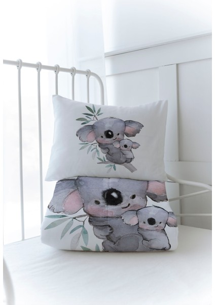 Organik Baskılı Bebek Boy (100X150) Yorgan Seti - Pure Baby Serisi - Bebek ve Anne Koala modelleri