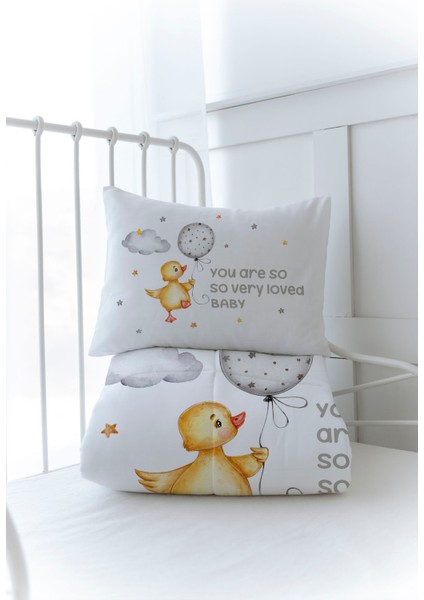 Organik Baskılı Bebek Boy (100X150) Yorgan Seti - Pure Baby Serisi - Sevimli Ördek modelleri