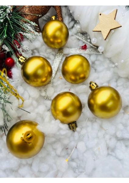 Yılbaşı Çam Ağaç Süsü Top Süs Gold Altın 4 cm 6 Lı Cici Top Yılbaşı Ağaç Süsü fiyatları