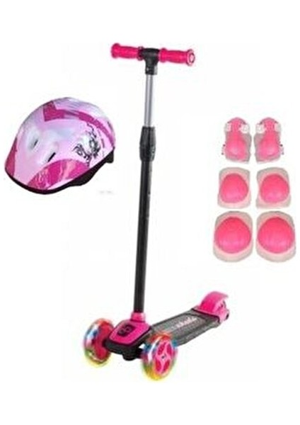 Pembe Twist Işıklı Scooter Kask Seti 2-7 Yaş Arası Çocuklar İçin Güvenli Eğlence fiyatları