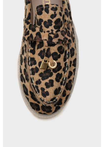 Kadın Leopar Desenli Düz Taban Loafer Ayakkabı modelleri