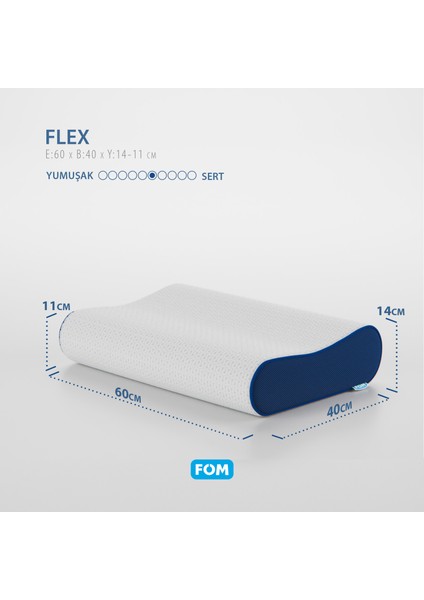 2'li Flex Tam Ortopedik Visco Konforlu Uyku Yastık Kampanyası, Ortopedik, 60 X 40 X 14/11, Lacivert fiyatları
