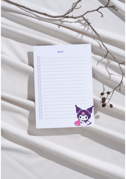 A6 Pinterest Kuromi-Melodi-Hello Kitty-Çilek Kız Çek-Kopar Notepad, Memopad, Note Defteri, To Do List