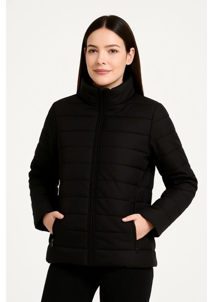 Kadın Bomber Mont Ceket – Su Itici Kumaş, Kapitone Astarlı, Fermuarlı, Kışlık - Siyah modelleri