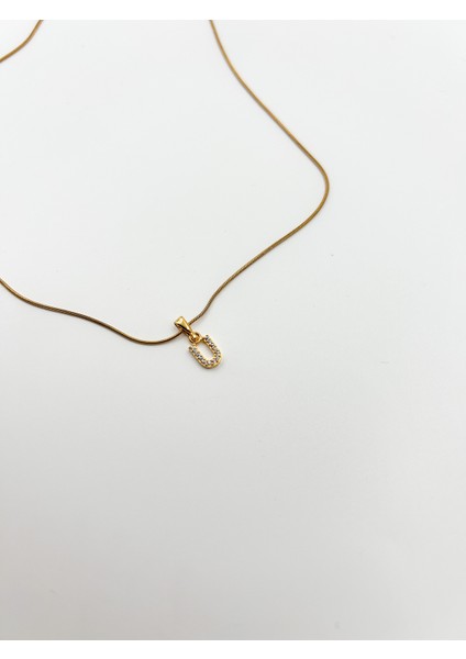 Fıora Çelik Zirkon Taşlı Harf Kolye Sade Şık Gold Ayarlanabilir Zincir Tüm Alfabe fiyatları