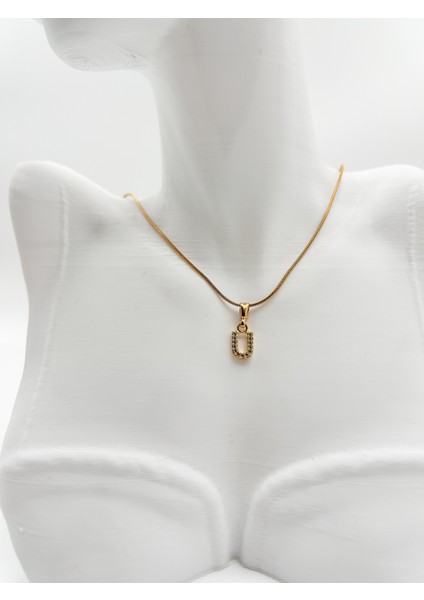Fıora Çelik Zirkon Taşlı Harf Kolye Sade Şık Gold Ayarlanabilir Zincir Tüm Alfabe modelleri