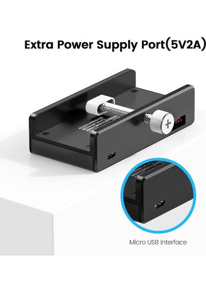 MH4PU-P 4x USB 3.0, Güç Girişli, Alüminyum, Masa ve Monitör Ayarlı, Kolay Kullanım USB Hub - Siyah modelleri