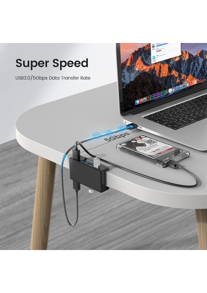 MH4PU-P 4x USB 3.0, Güç Girişli, Alüminyum, Masa ve Monitör Ayarlı, Kolay Kullanım USB Hub - Siyah indirimleri