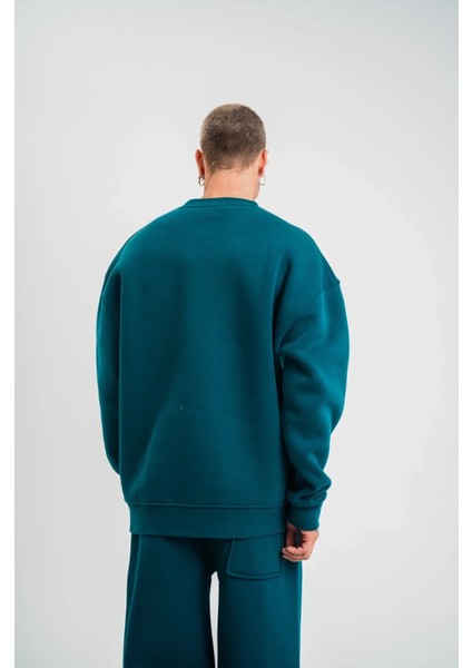 Uzun Kol Bisiklet Yaka Basic Sweatshirt - Koyu Deniz Yeşili modelleri