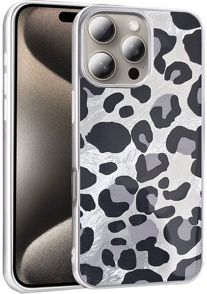 Qep Apple iPhone 16 Pro Max Gri Leopar Kapak