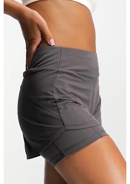 Training Bliss Dri Fit 3" 2n1 Short Kadın 3 Cepli Taytlı 8cm Şort Antrasit modelleri
