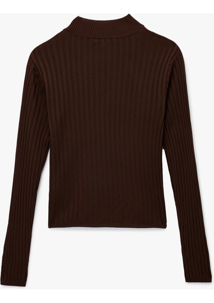 Uzun Kollu Dik Yaka Triko Kazak fiyatları