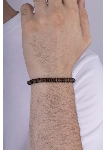 Hematit Taşlı Ağaç Geçişli Doğal Taş Erkek Bileklik fiyatları