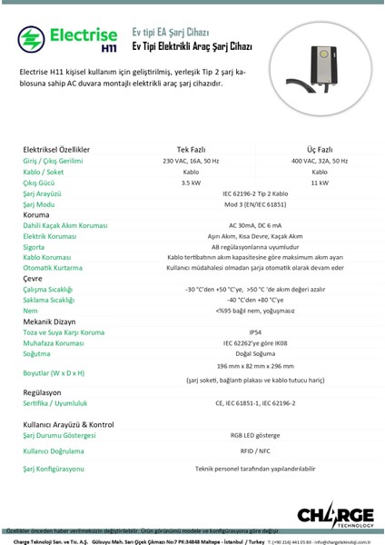 H11 Ev Tipi Ea Araç Şarj Istasyonu fiyatları