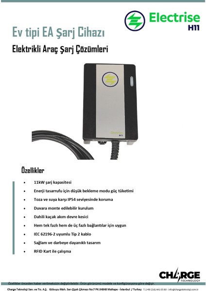H11 Ev Tipi Ea Araç Şarj Istasyonu modelleri