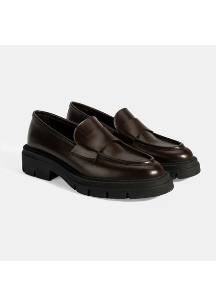 Kadın Kahve Deri Loafer