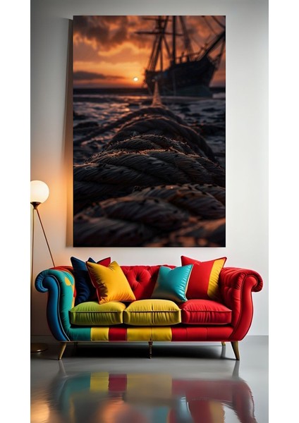 Bağlama Halatı V1 Ev Duvar Salon Güzellik Salonu Ofis Dükkan Dekarasyon Kanvas Tablo