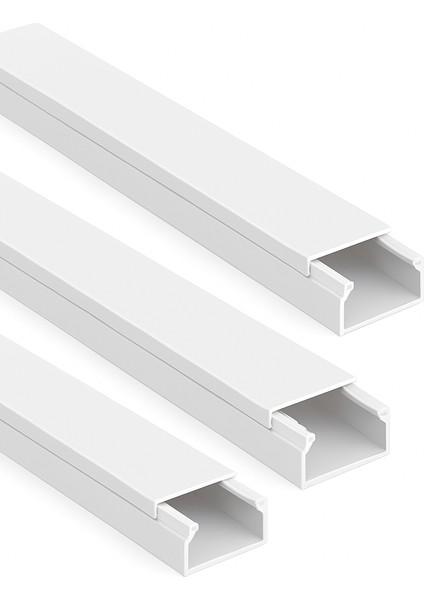 3'lü 2 Metre Kablo Kanalı Seti 25x16mm PVC Yapışkanlı Kolay Montajlı Kablo Düzenleyici