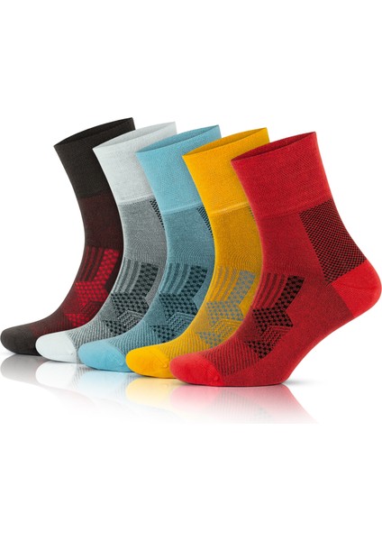 5 Çift Bambu Renkli Dikişsiz Yıkanmış Kutulu Ayağı Sıkmayan Kadın Erkek Lastiksiz Çorap 3065