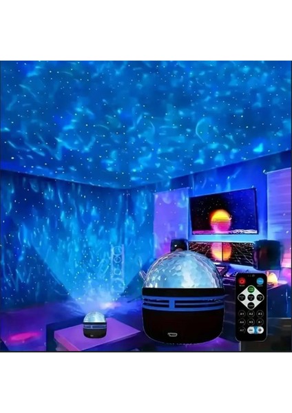 Mighty Kuzey Işıkları Yansıtmalı Kumandalı Dönen Projeksiyon LED Işık Gece Lambası - Çocuk Bebek Odası