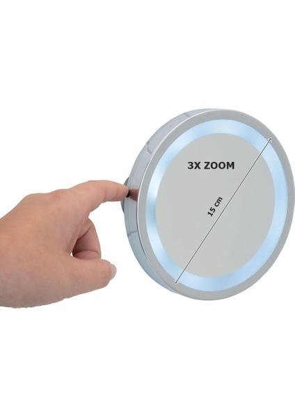 Ayaklı Vantuzlu Montaj LED Makyaj Aynası 3x Zoom Krom modelleri
