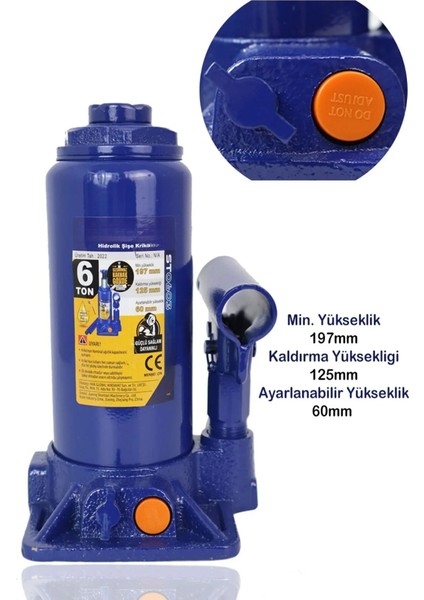 Hidrolik Şişe Kriko 6 Ton