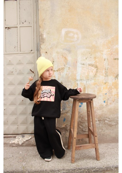 Siyah Retro Baskılı Çocuk Alt Üst Takım indirimleri