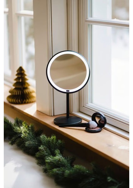 Ayaklı Masa Üstü LED Makyaj Aynası 5x Zoom Siyah indirimleri