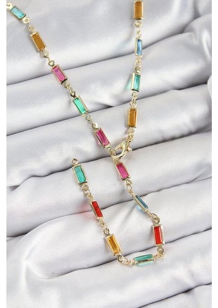 Pirinç Renkli Zirkon Taşlı Y Kolye fiyatları