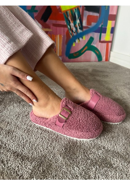 Kadın Sessiz Taban Yumuşak ve Hafif Kemerli Peluş Ev Terliği