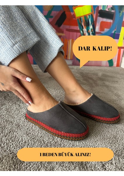 Kadın Sessiz Taban Yumuşak ve Hafif Örgü Desenli Peluş Ev Terliği