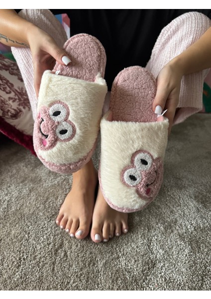 Kadın Sessiz Taban Yumuşak ve Hafif Kurbağa Desenli Peluş Ev Terliği fırsatları