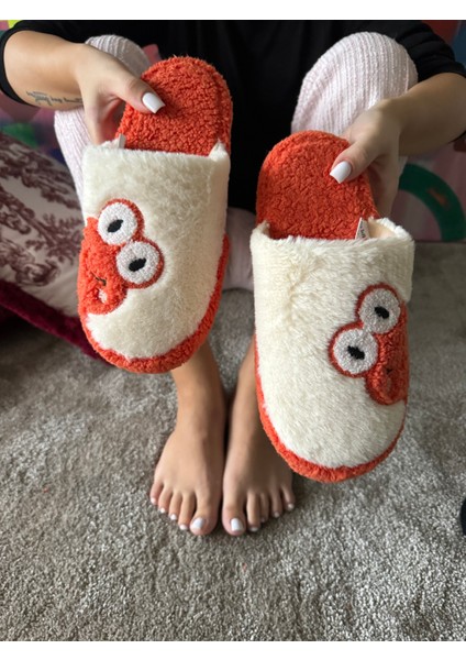 Kadın Sessiz Taban Yumuşak ve Hafif Kurbağa Desenli Peluş Ev Terliği fırsatları