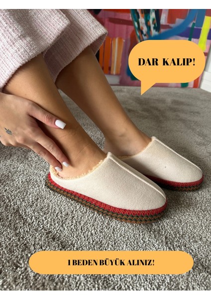 Kadın Sessiz Taban Yumuşak ve Hafif Örgü Desenli Peluş Ev Terliği