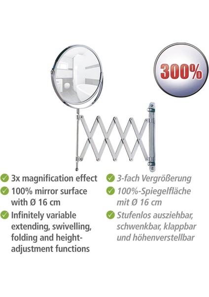 Mafsallı Ayarlanabilir Makyaj Aynası 3x Zoom Krom modelleri
