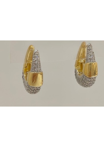 Pirinç Taşlı Oval Küpe