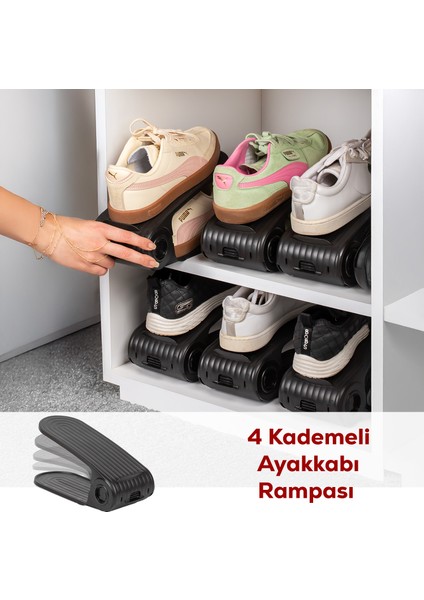 5301 10LU Ayakkabı Rampası Ayakkabı Düzenleyici Dolap Içi Organizer- Siyah