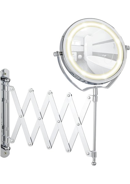 Mafsallı Ayarlanabilir LED Makyaj Aynası 3x Zoom Krom