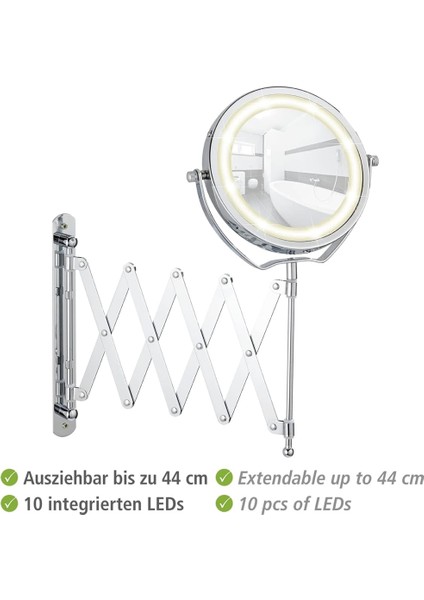 Mafsallı Ayarlanabilir LED Makyaj Aynası 3x Zoom Krom indirimleri