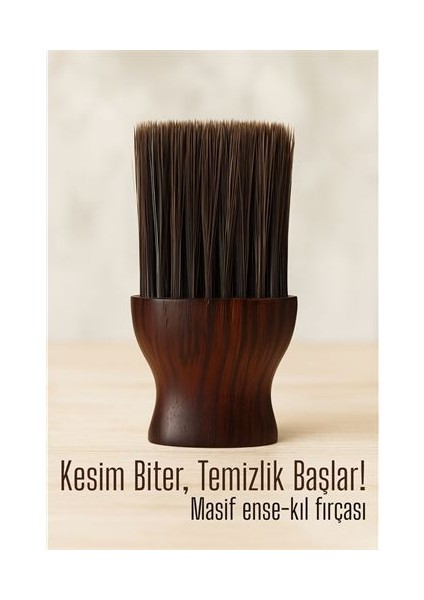 Berber Ense Fırçası Saç Temizleme Fırçası - Berber Temizlik Fırçası Masif Ahşap