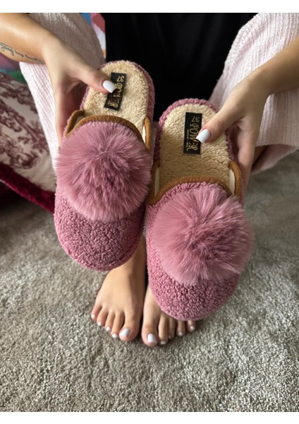 Kadın Sessiz Taban Yumuşak ve Hafif Ponpon Figürlü Peluş Ev Terliği modelleri