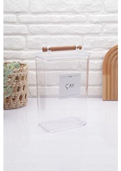 Zeze Design Şeffaf Tuz Kavanozu Ahşap Kulplu 2100ML Eviniz İçin Şık ve Fonksiyonel indirimleri