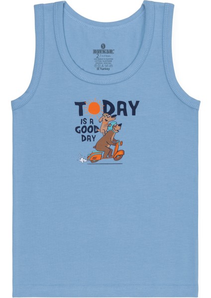 Erkek Çocuk Pamuklu Bisiklet Yaka Baskılı Atlet Tişört 3'lü Paket 2526 Renkli modelleri